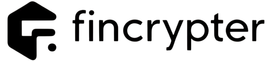 Fincrypter logo with a black geometric icon on the left, featuring a stylized 'F', and the text 'fincrypter' in modern black typography on a white background